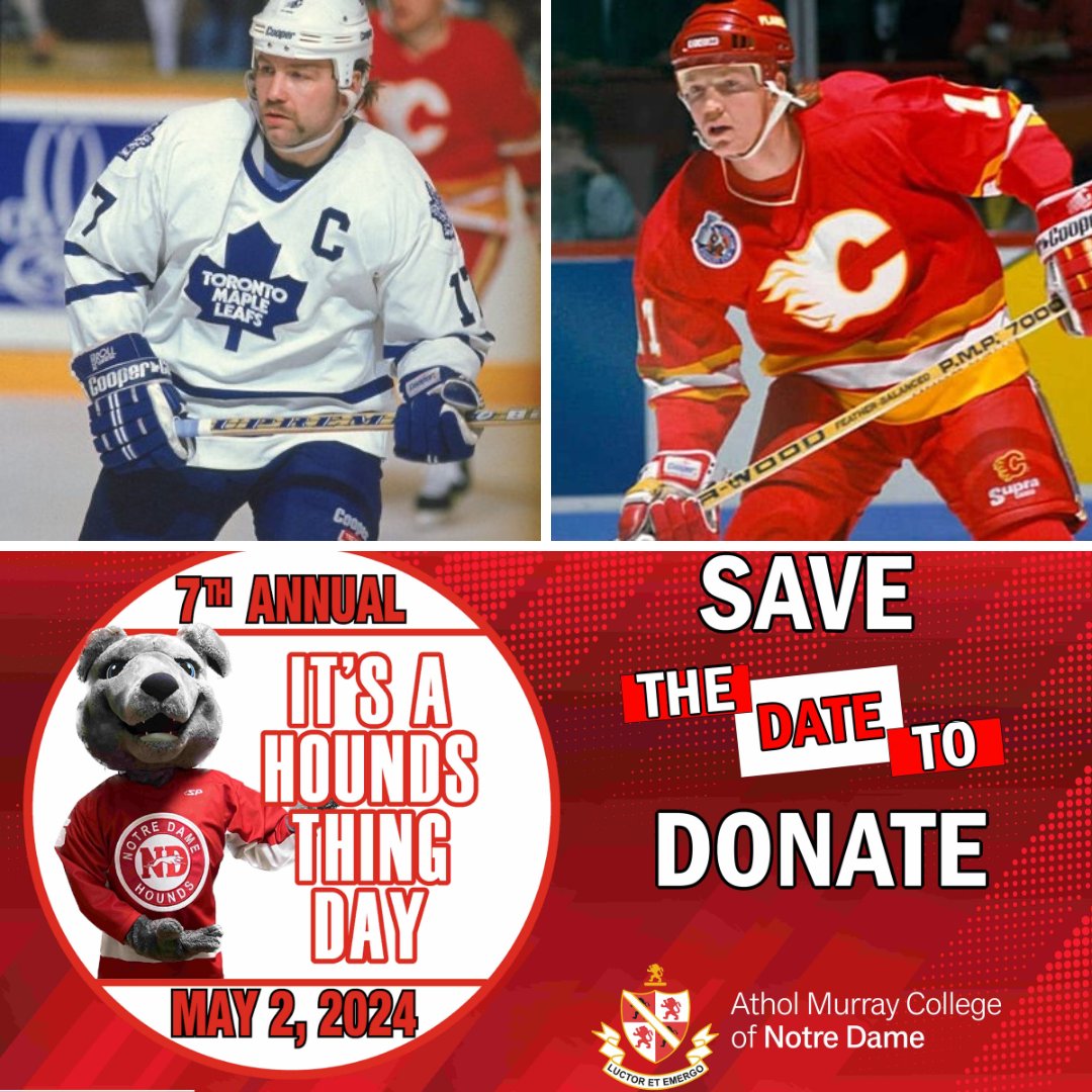 On Thursday @ndjrahounds & #nhl alumni @wendelclark17 and Gary Leeman will be part of the All New SportsCage as we raise money for the Hounds Fund. Help the next generation of Hounds by donating at giving.notredame.ca Sportscage is live @AMCNotreDame on Thursday