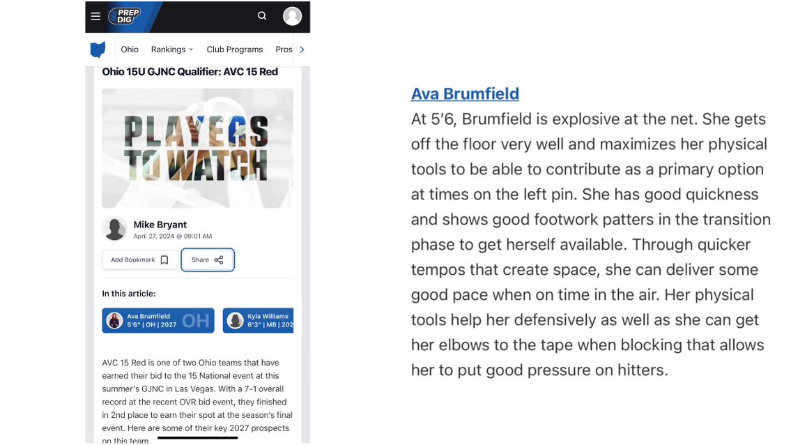 Ava Brumfield (@avabrumfield) on Twitter photo Honored to receive this amazing write up from @prepdig~ thank you! Congratulations to my teammates who were mentioned as well! Can’t wait for Nationals! #21 #avcnation <a href="/PrepDig/">Prep Dig 🏐</a>OH <a href="/avcvolleyball/">AVC Volleyball</a> <a href="/WJWomensVB/">WJ Womens Volleyball</a> <a href="/WJ_Warriors/">WJ Athletics</a> Honored to receive this amazing write up from @prepdig~ thank you! Congratulations to my teammates who were mentioned as well! Can’t wait for Nationals! #21 #avcnation <a href="/PrepDig/">Prep Dig 🏐</a>OH <a href="/avcvolleyball/">AVC Volleyball</a> <a href="/WJWomensVB/">WJ Womens Volleyball</a> <a href="/WJ_Warriors/">WJ Athletics</a>