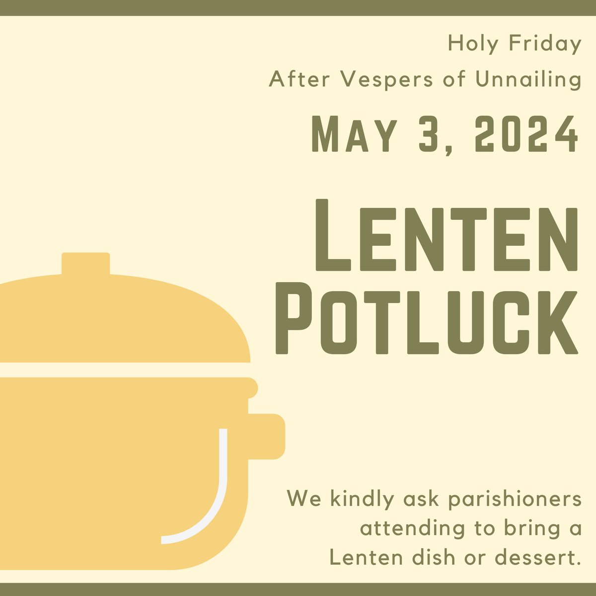Lenten Potluck

#SaintPaulEmmaus #LentenPotluck