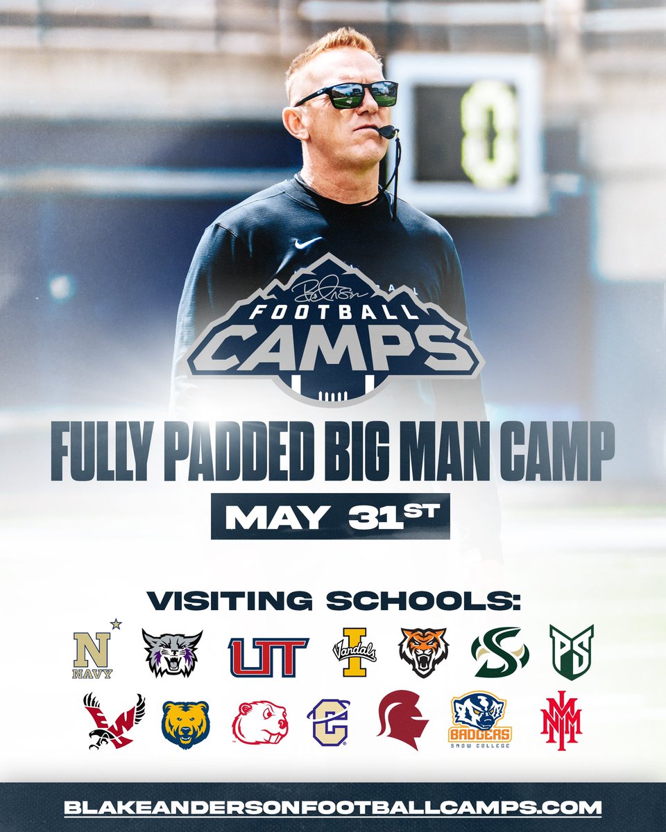 No “underwear ball” on May 31… Full Padded Big Man Camp!!! Real Ball, Real Evaluation, Real Competition #BTA @USUFootball