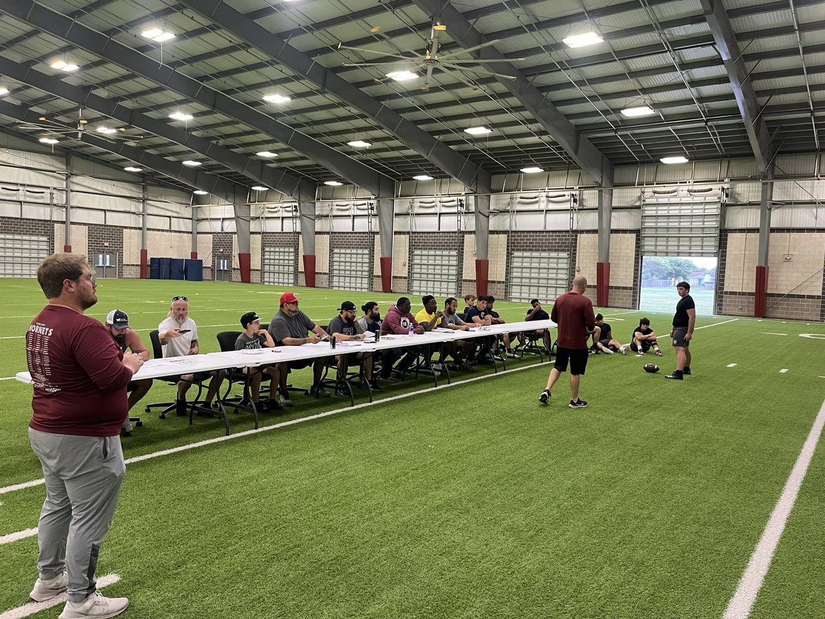 It was great to get together with this group of Flour Bluff youth football coaches today. Our HS coaches put on a great football clinic for them. The future of Flour Bluff football is bright. #CPH