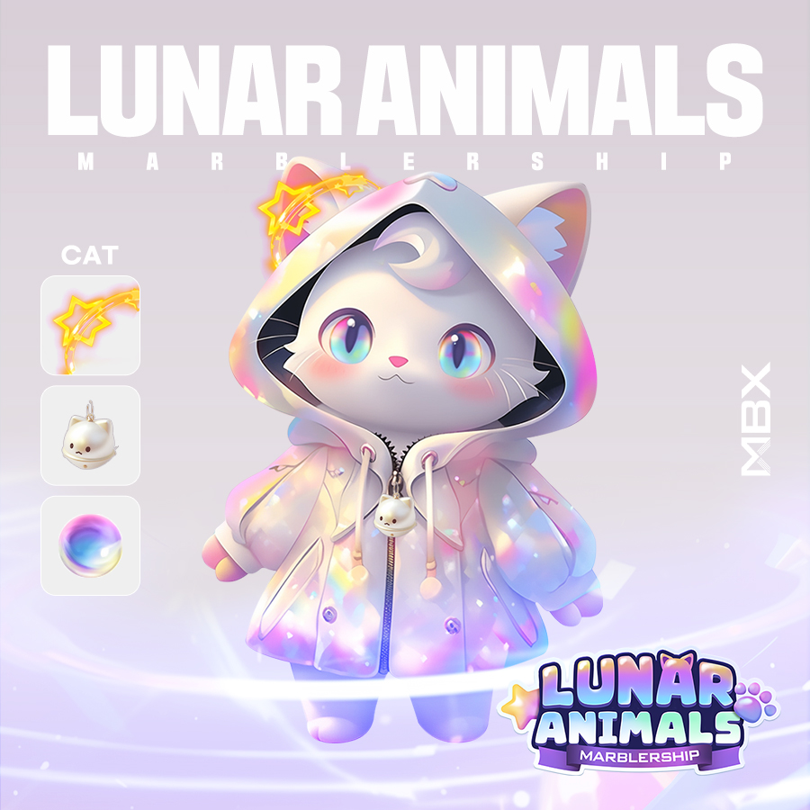 ⭐Lunar Animal Spotlight: CAT⭐ Let’s take a closer look at its unique accessory and design. 👀 Being the mascot of the #LunarAnimals, our CAT Luminus deserves nothing but the finest wardrobe! Can’t forget about all that bling-bling, right? 😉 #NFT #MBX #MARBLEX
