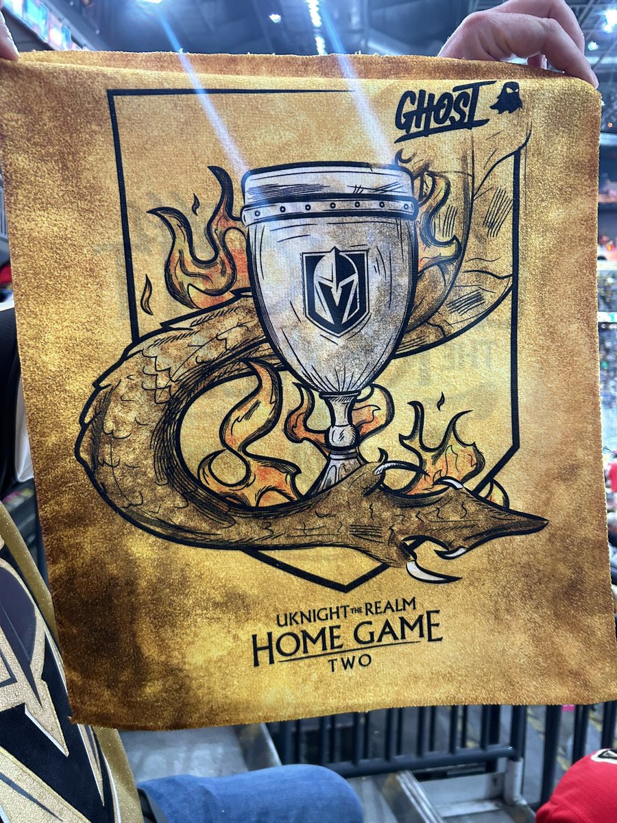 Okay, VGK is outdoing themselves with the battle towels this year! Look at tonight’s beauty! #VegasBorn