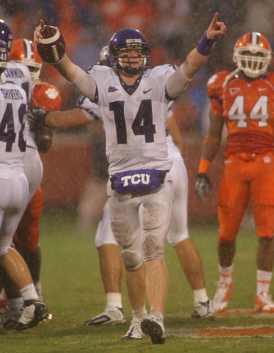 _Mark_Cohen's tweet image. Random photos you find on your computer … @andydalton14 celebrating after @TCUFootball’s 14-10 win at Clemson in 2009!