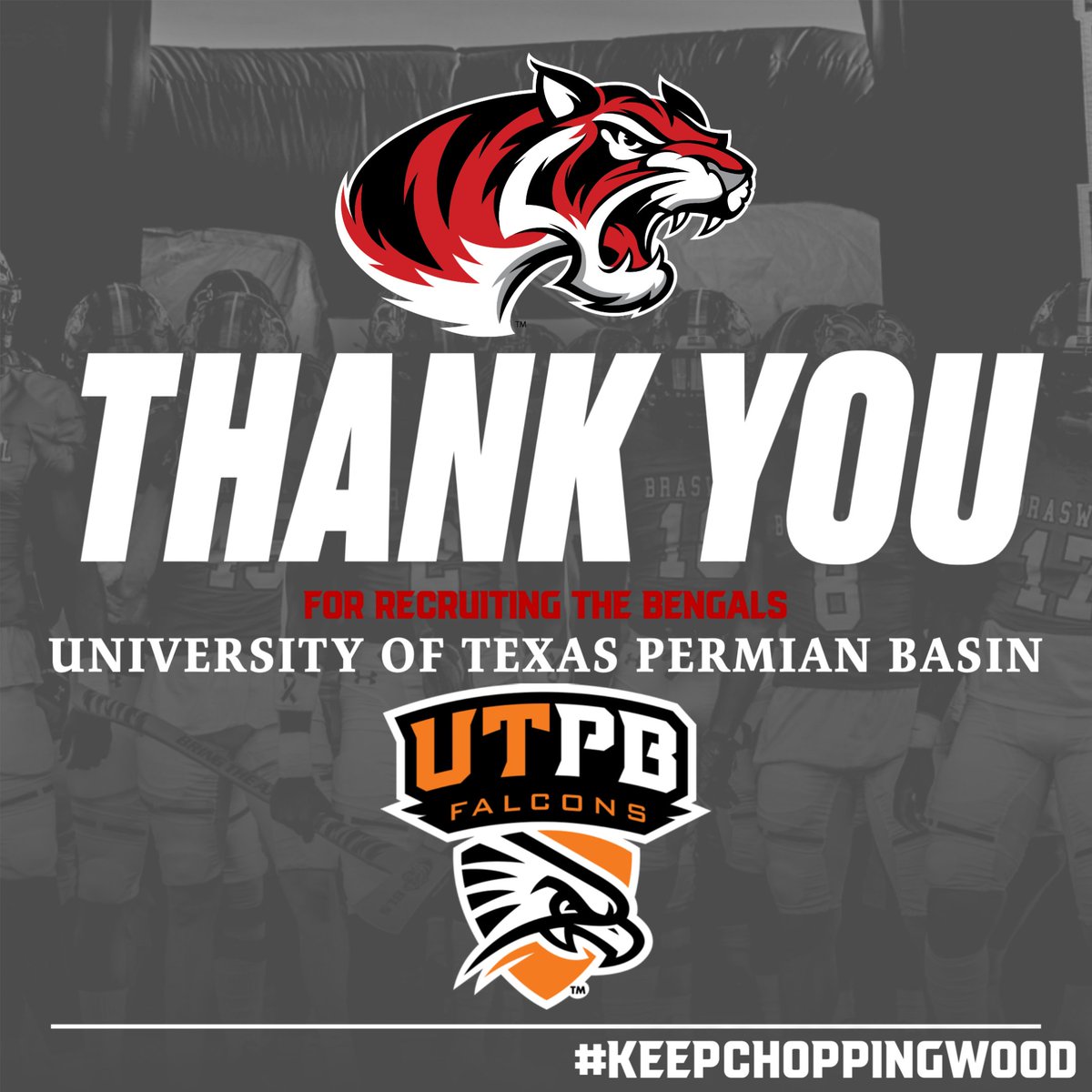 SPECIAL THANKS! to Coach Lusby @CoachLusby and @UTPBFootball for coming by and recruiting the Bengals! #KeepChoppingWood🪓 #RecruitTheBengals 🐅