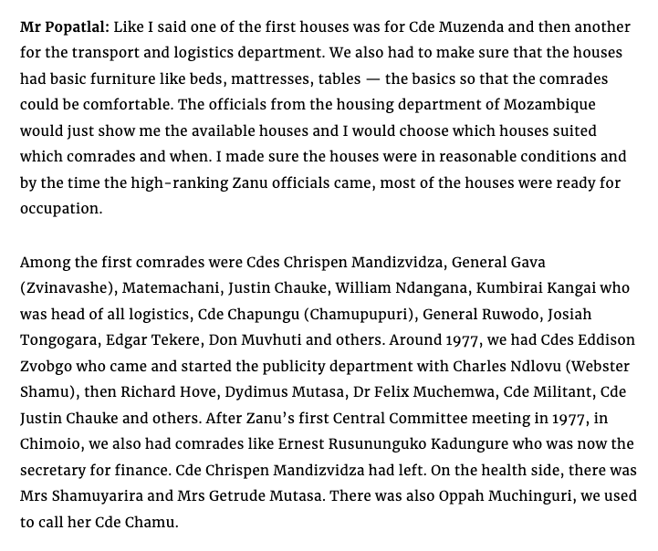 These guys would be saying, we were bitten by mosquitoes and snakes in the bush yet they had mansions in Mozambique. The guys who liberated us are not among them!