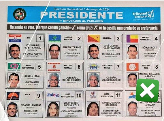 En la boleta para presidente, la casilla de Melitón Arrocha se le colocará un sello de anulado, mientras que el voto adelantado serán anulados.