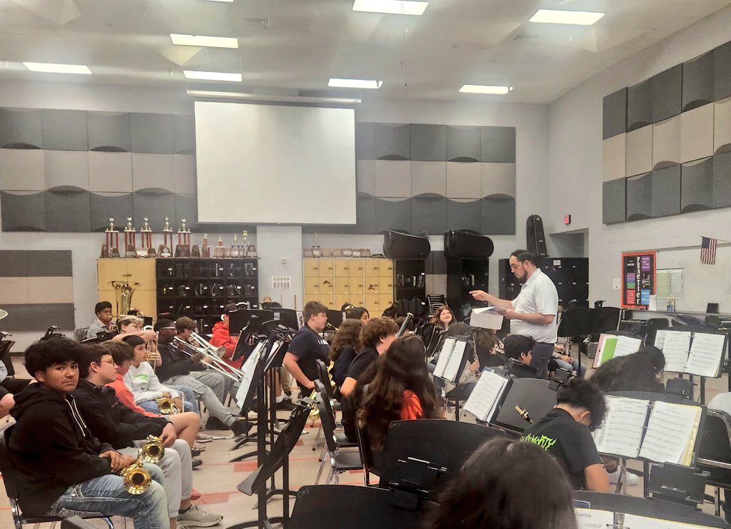 The cougars are working hard for their upcoming band concert on Friday, and it's great to see their dedication to excellence! #Band #MovingForward