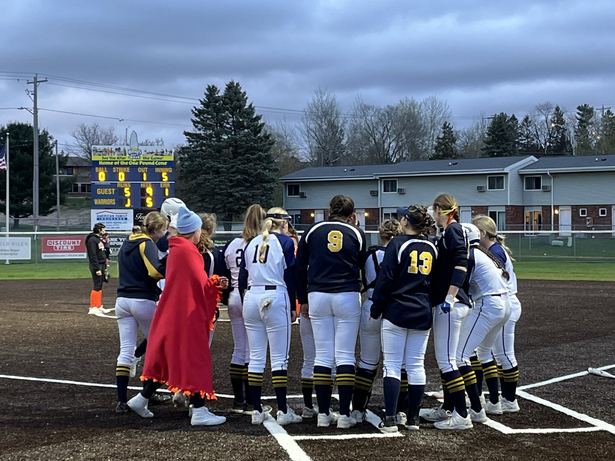 Final:  Wausau West 11 Marshfield 7.  7 run 6th inning lifts West to the comeback victory.  Claire Calmes 3 for 3 with a HR, 2 doubles and 2 RBI.  Baylen Hulstrom with 3 hits for West.  #wissoftball #hsswi