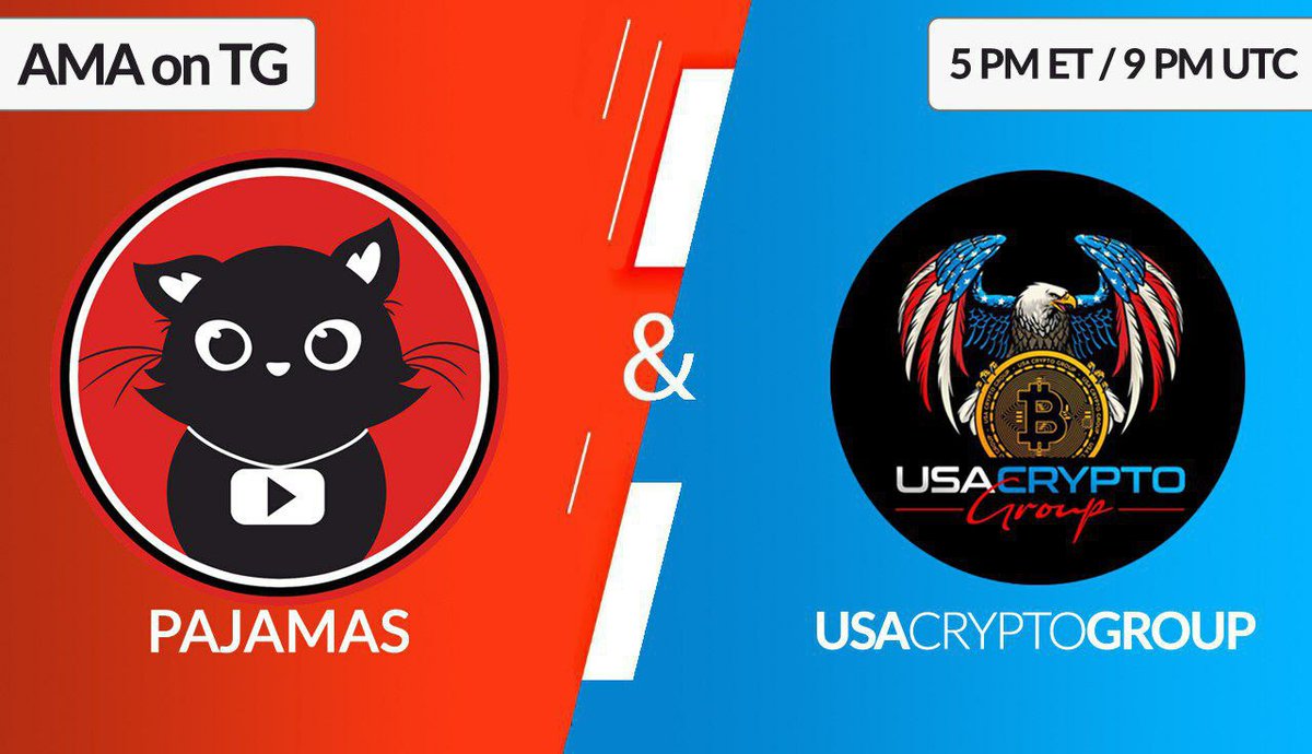 USA Crypto Group (@usacryptogroup) on Twitter photo Venue: Pajamas AMA
Date: 4/30/24 @ 5:00PM EST
Location: t.me/UsaCryptoGroup……………
Prize: $80
Twitter Cash Prize: $15
Rules: Follow, Join, RT, Comment
@UsaCryptoGroup
<a href="/TheYoutubeCat/">The First Youtube Cat $PAJAMAS</a>
Our first AMA with our partner Pajamas! You do not want to miss this! Venue: Pajamas AMA
Date: 4/30/24 @ 5:00PM EST
Location: t.me/UsaCryptoGroup……………
Prize: $80
Twitter Cash Prize: $15
Rules: Follow, Join, RT, Comment
@UsaCryptoGroup
<a href="/TheYoutubeCat/">The First Youtube Cat $PAJAMAS</a>
Our first AMA with our partner Pajamas! You do not want to miss this!