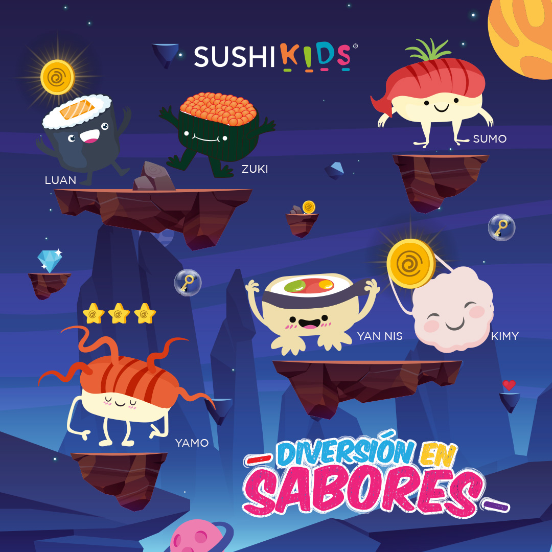 ¿Están listos para una aventura de sabores? 🍣 ¡Ven y conoce el menú Sushi Kids! 🎉 Diversión y delicias garantizadas. ¡@SushiRollmx tiene un mundo de sabores para ti! 🎈