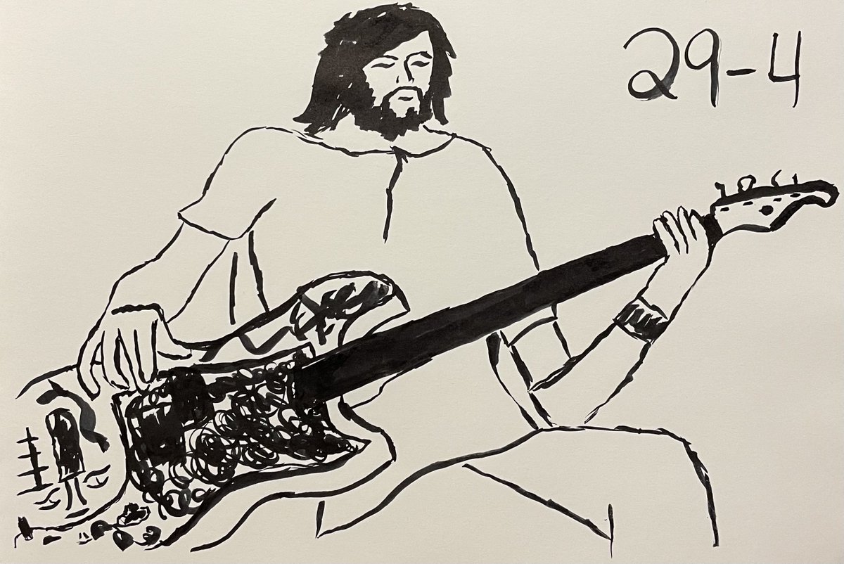Klaus Voormann birthday yesterday, fantastic artist and underrated bass player, celebrating a bit late with a drawing