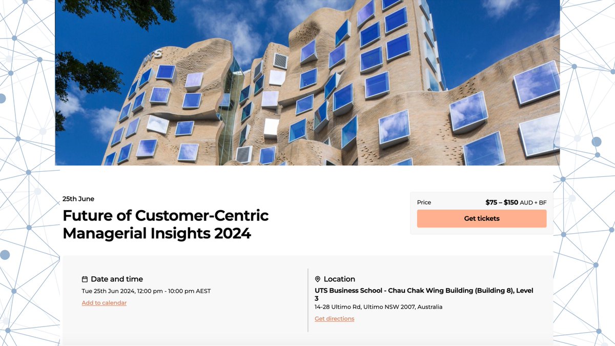 Don't miss the UTS Future of Customer-Centric Managerial Insights Mini-Conference on June 25! 🗓️ This event features cutting-edge quantitative marketing research presentations, an industry panel discussion, and networking opportunities. 📝 Register now: events.humanitix.com/future-of-cust…