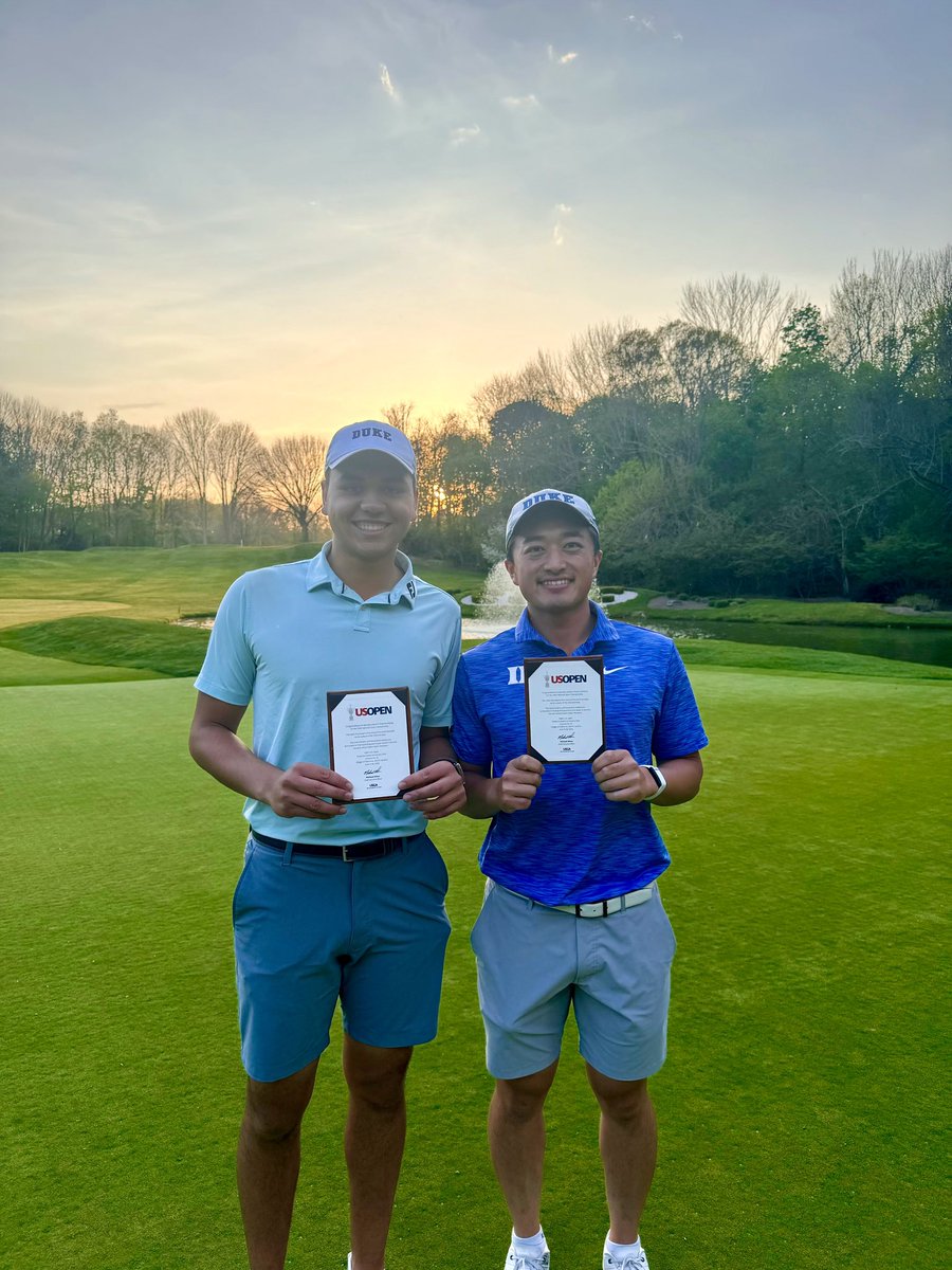 US Open Sectionals 🔜 Congrats to @lukesamplegolf & @jzhenggolf on advancing in a playoff through US Open local qualifying in NY! #GoDuke