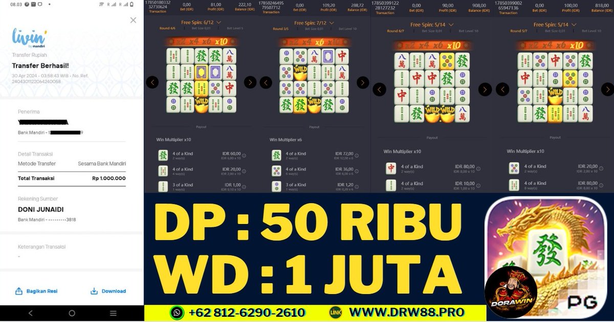 Masih pagi aja game slot MAHJONG WAYS kita sudah terima kasih jajan nihh boss kuu hanya dengan depo receh dapat untuk gede boss kuu

DEPOSIT : 50 RIBU

WHITDRAW : 1 JUTA

Mantap kalai hari ini bermain di agen DORAWIN boss ku

WA : +62 812–6290–2610

LINK : dorawin.college/register?ref=E…