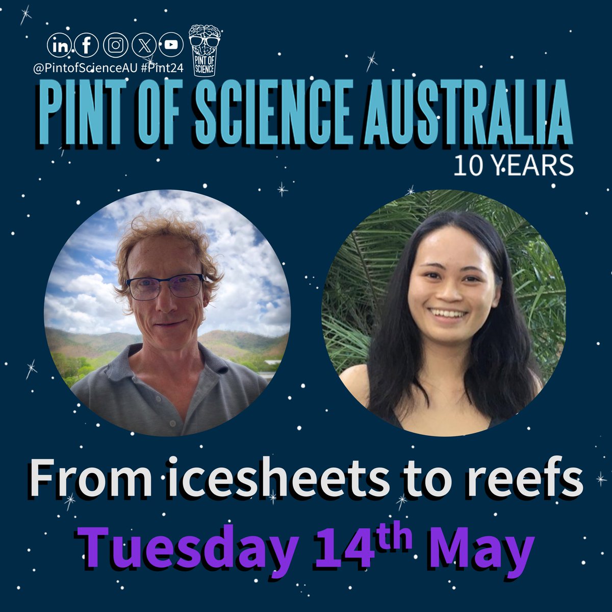 Who’s keen for @pintofscienceAU talks! We’ve got some exciting speakers for our Tuesday night, from @jcu, @aims_gov_au and @SeaSim_AIMS 🪸🦠🧬🐙 Get your tickets today! #PintAU24