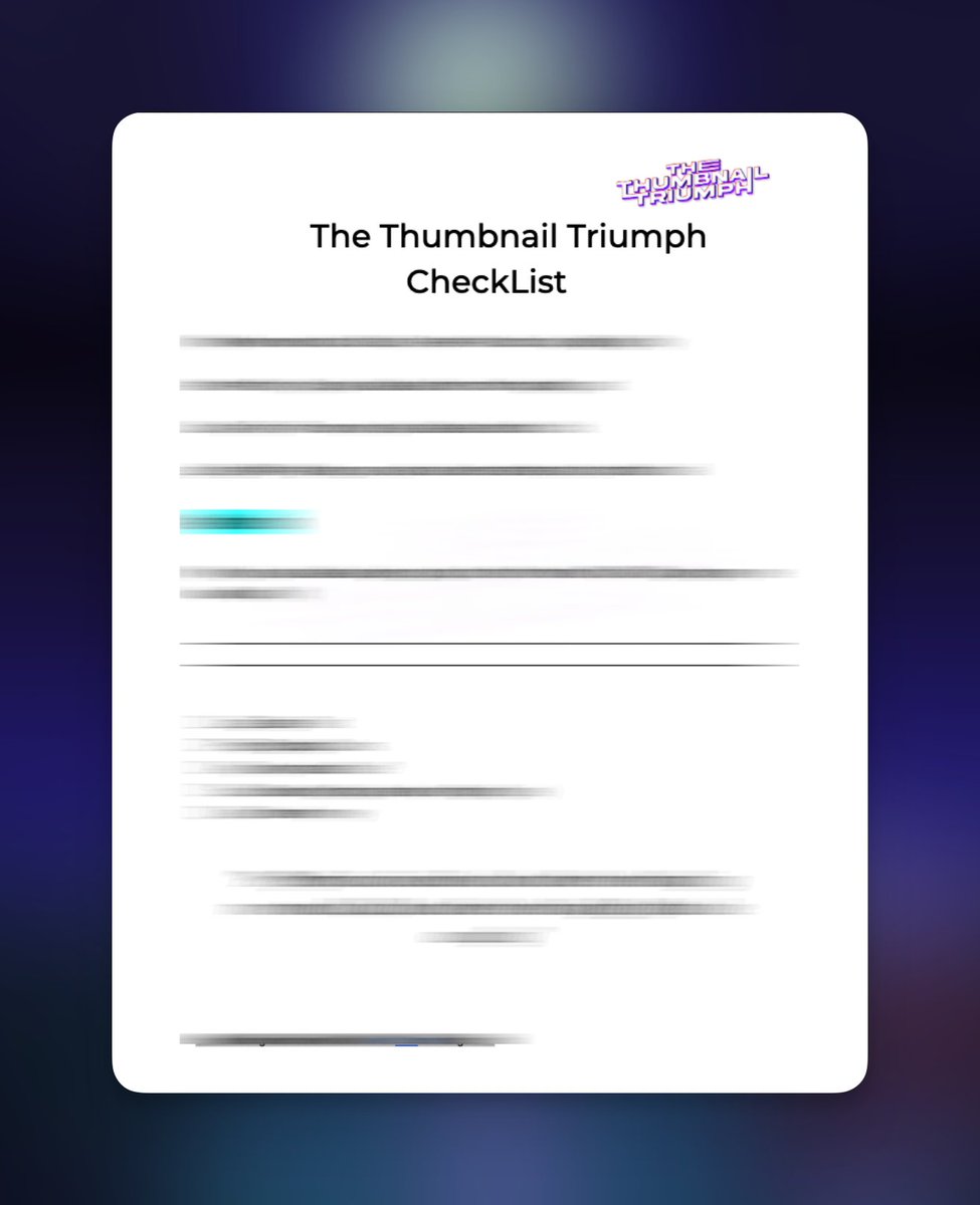 My thumbnails are printing 1000's of $$$ per week for my clients. I'm being tagged on posts asking how I maximize conversions. Made a thumbnail checklist which qualifies if your thumbnail is good or not. like + reply 'CHECKLIST' and I'll DM it to you