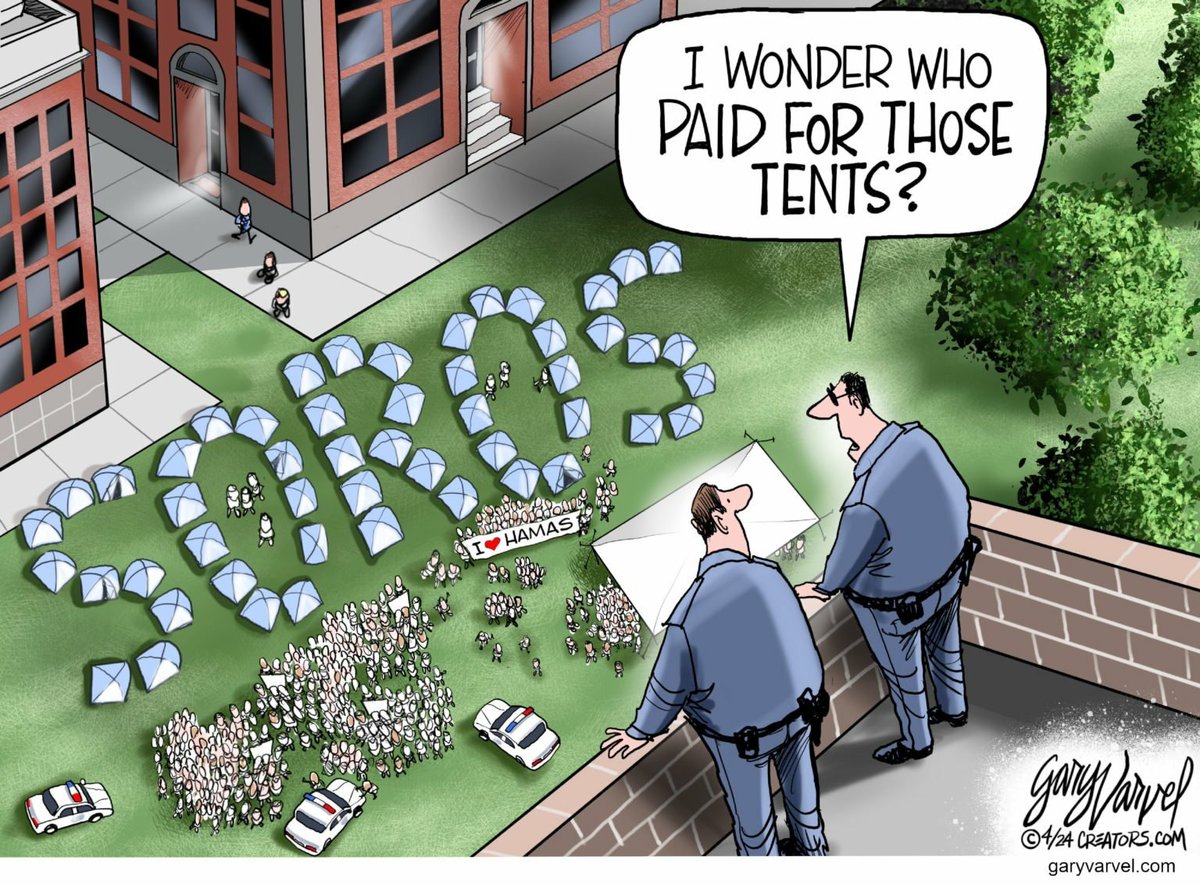 Who is paying for the tent city across America's universities? Not sure, but this cartoon suggest a real contender 👇🤔