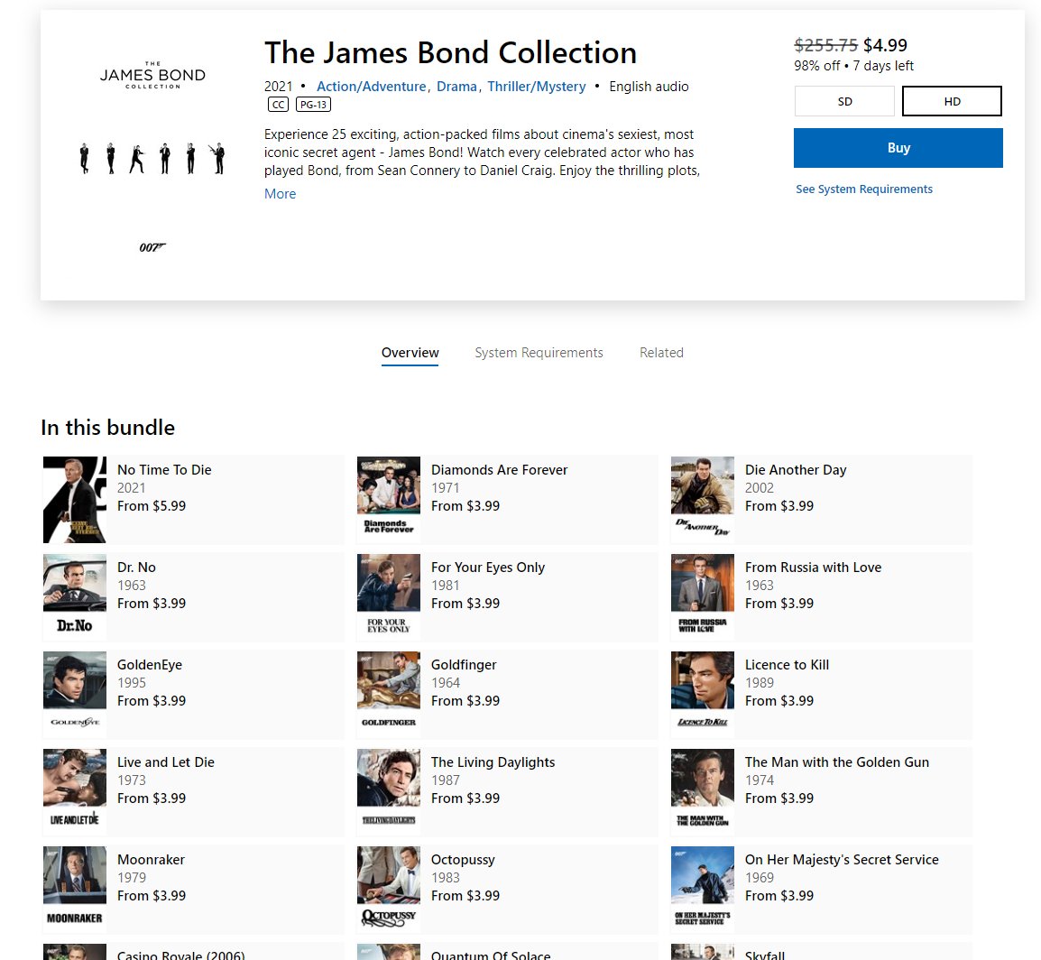 PRICE ERROR ON ENTIRE JAMES BOND MOVIE COLLECTION 🚨

MICROSOFT LISTING 👉 $4.99

(SHOULD BE RETAILING $255.00)

bit.ly/44o44Qg