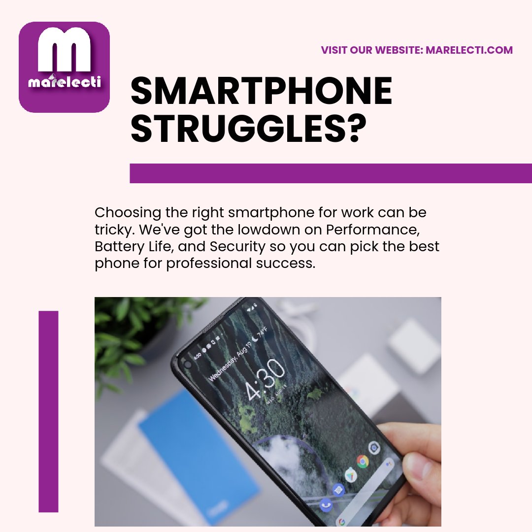 Ever feel like your phone's just not cutting it at work? 📱💼 Like + Comment 'SmartChoice' and I'll DM you the full scoop. (Must be following so I can send it). Ready to level up your business game? Visit us at marelecti.com for top-notch electronics and more! 🚀