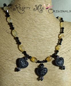 Black Citrine and Black Swarovski Crystals and Pearls Necklace Set kraftymax.net/shop/citrine-a…