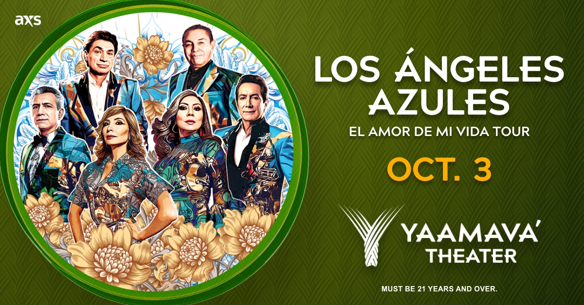 #JustAnnounced: @angelesazulesmx is bringing iconic cumbia music to #YaamavaTheater. ✨💃

🎟️ on sale May 3 → brnw.ch/21wJiNo

#AllRoadsLeadtoYaamava