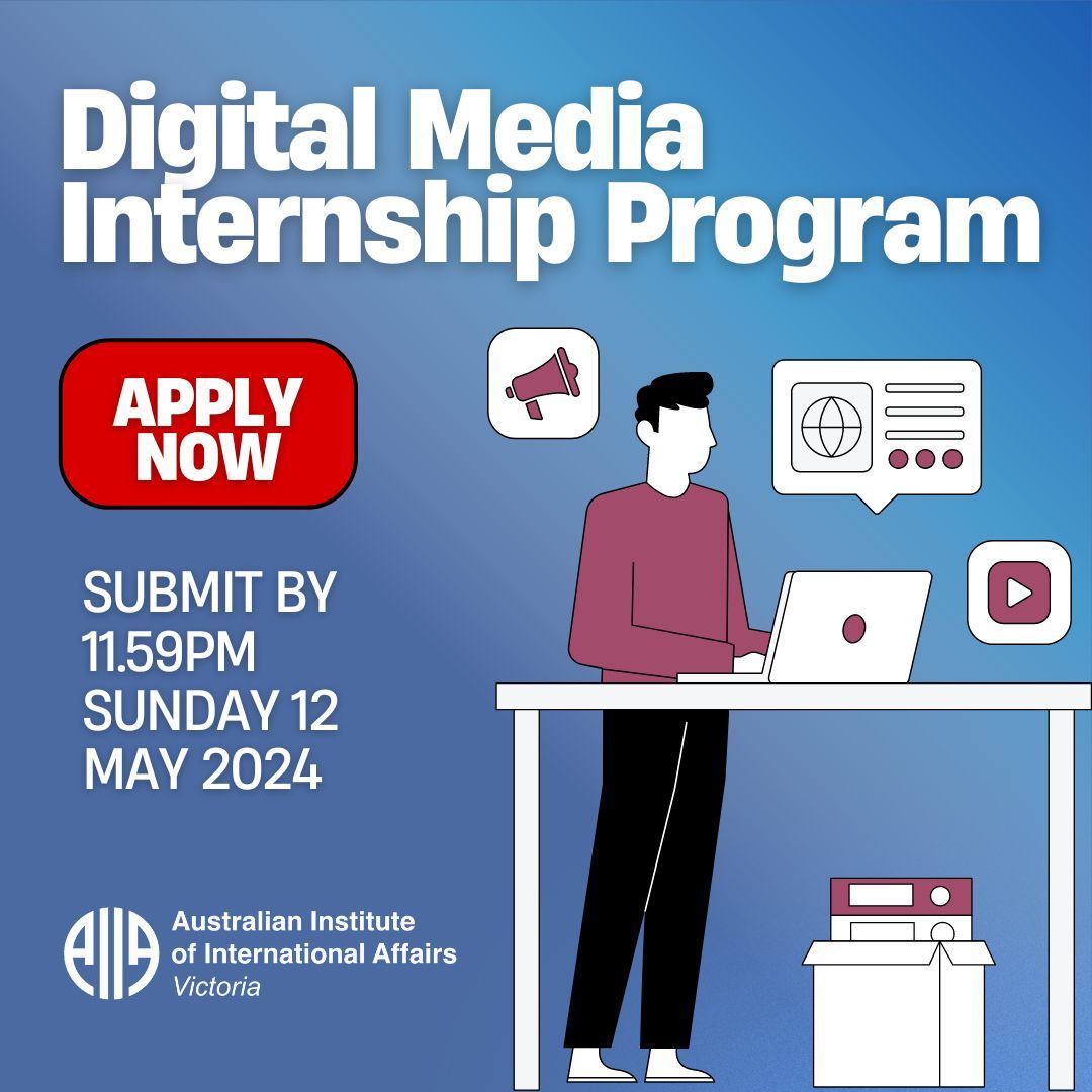 🚨 INTERNSHIP OPPORTUNITY 🚨

AIIA Victoria is now accepting applications for our Digital Media Internship Program! 

🖱️ Interested to be a part of the team? Check out our website to learn more! 
📅 Application Deadline: 11:59pm, Sunday 12 May 2024
