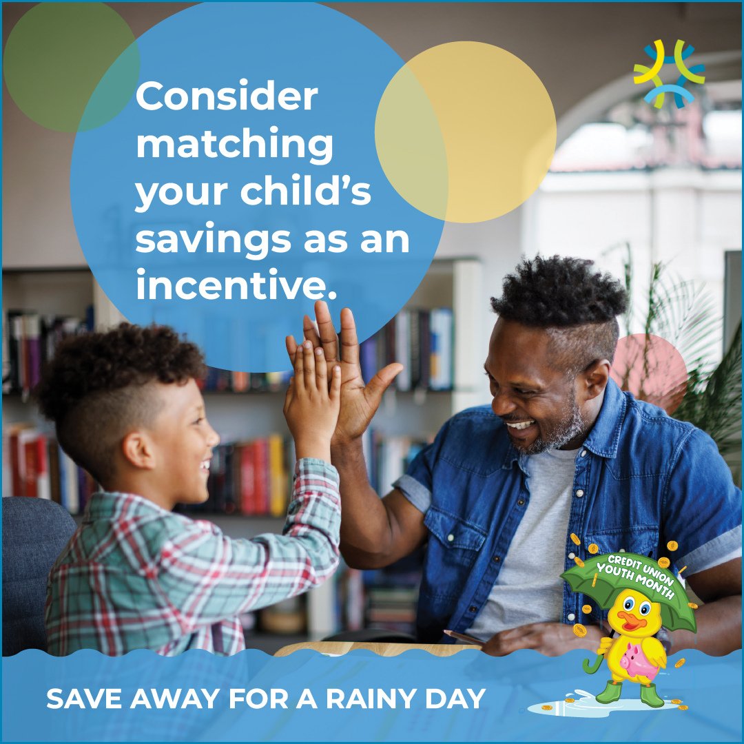 One of the reasons people save in their employer’s retirement plan is the company’s match. To motivate your kids to save, use a similar method. If they’re saving for a particular item, consider offering matches when they hit certain savings milestones. #CUYouthMonth @gowestcua