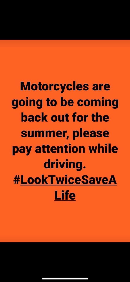 With the warmer weather here, be sure to pay attention while driving! #looktwicesavealife #motorcyclesafety