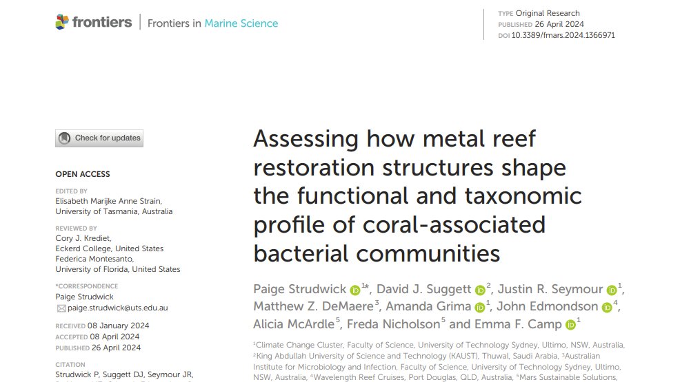 My 4th and final PhD chapter is out! We tested if and how growing corals on different metals impacts the function and composition of #coralmicrobiomes. doi.org/10.3389/fmars.…