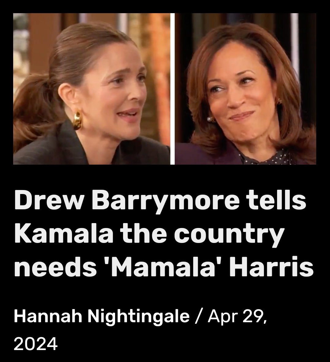 twitter.com/TPostMillennia… 🤡🌎DREW IS A BRAIN DEAD LEFTARD 🤡🌎 Vice President Kamala Harris joined Drew Barrymore on her daytime talk show on Monday, with the host declaring that the country needed 'Mamala' Harris 'I’ve been thinking that we really all need a tremendous hug in…