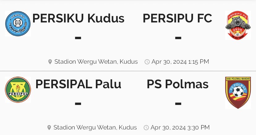 Jadwal pertandingan Liga 3 grup I 

#Liga3 #LigaIndonesia