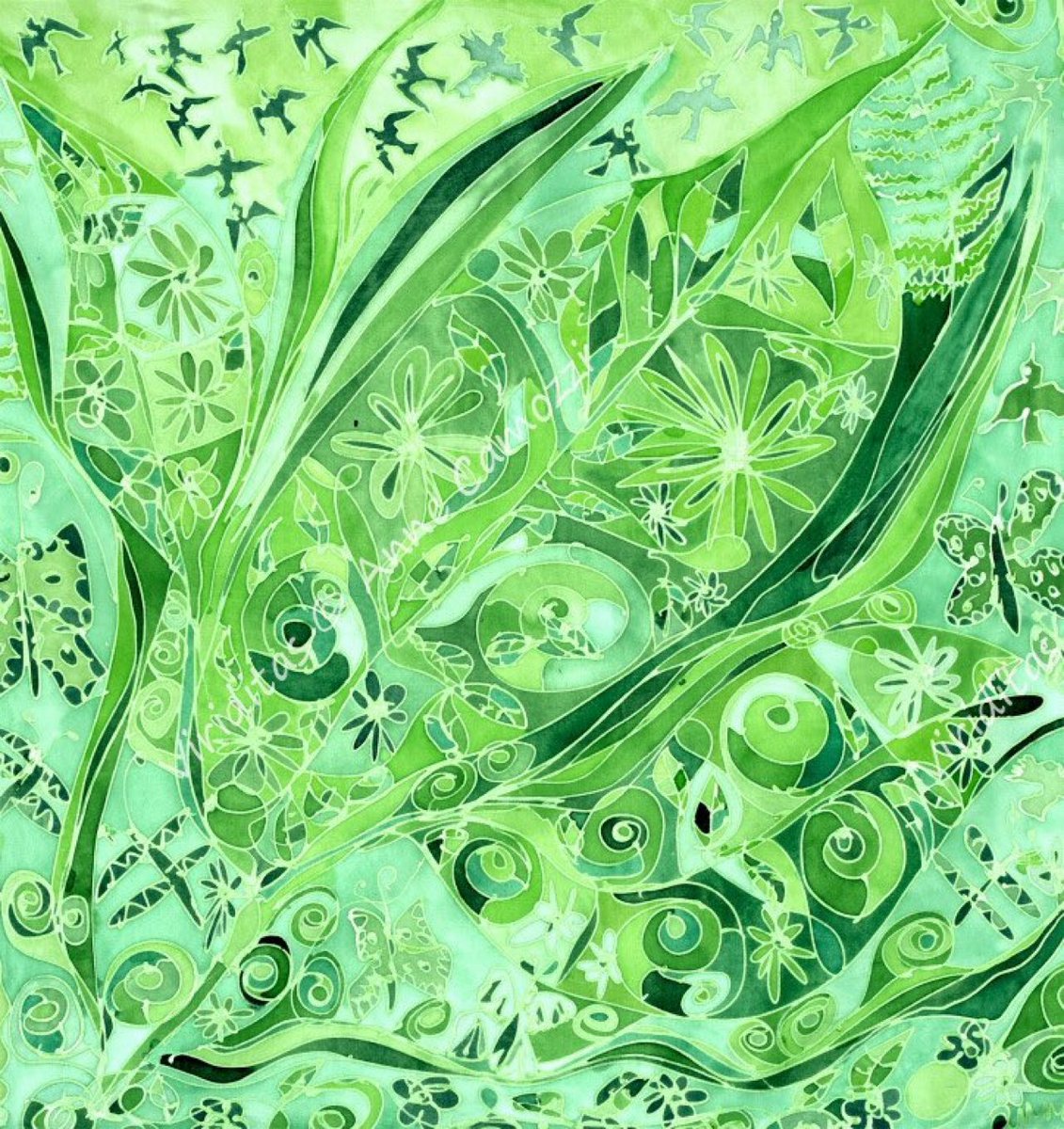 In the greening, In the vitality, In the lushness of spring, I worship Viriditas My painting “Viriditas” in a private collection