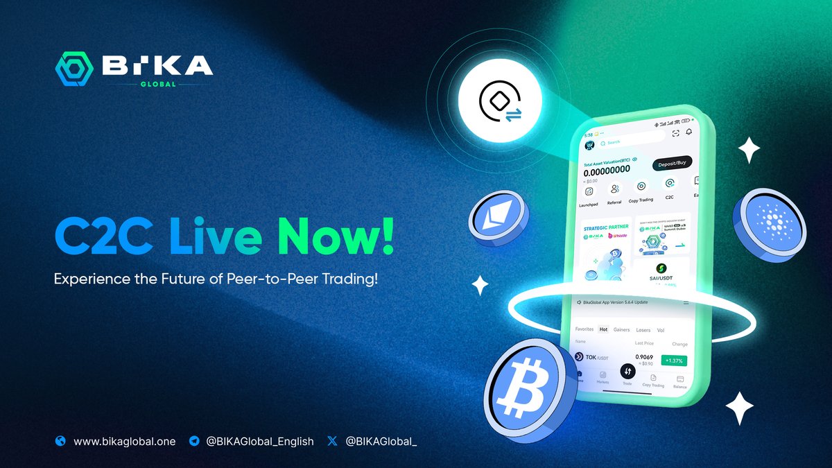 C2C is live now! 📈Join us and experience the future of peer-to-peer trading  firsthand. 💸Seamlessly connect with buyers and sellers worldwide, and  unlock a new era of convenience and security in crypto