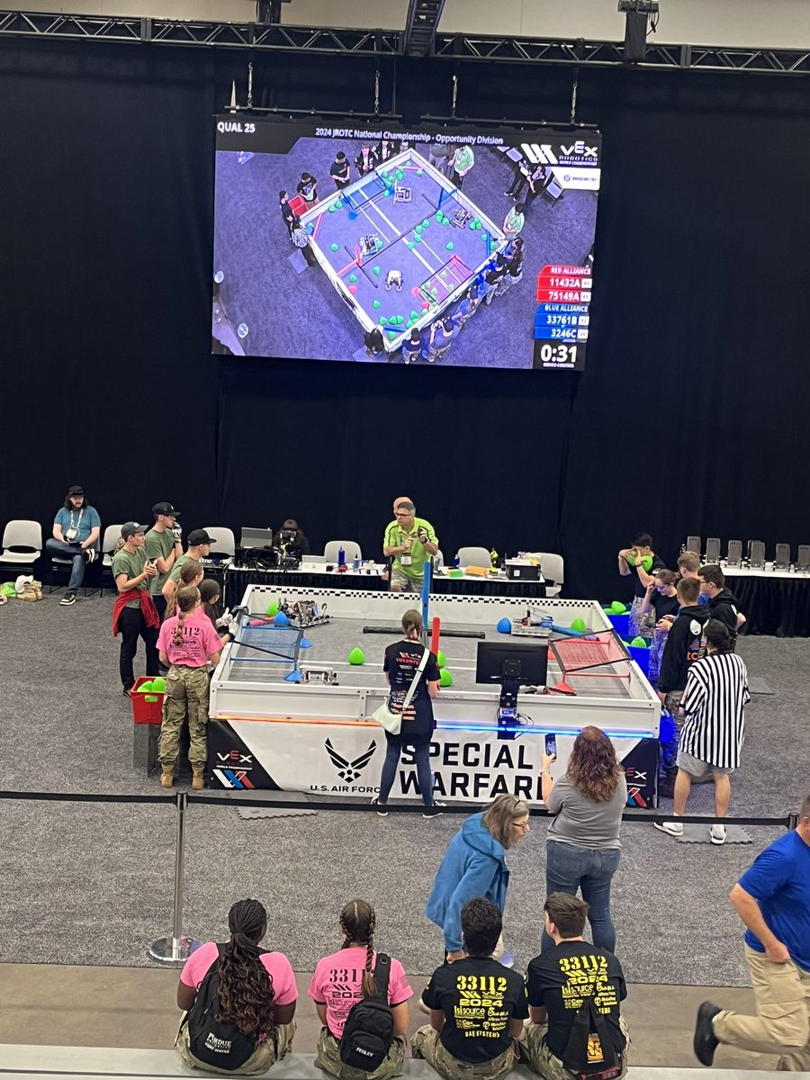 paynejt's tweet photo. @drclarkharrell @stewartscreekhs Great day for SCHS JROTC Robotics Team. Both teams won a total of 11 of 14 qualifying matches. They are poised to compete in the elimination rounds tomorrow#HawkStrong https://t.co/j442nkFfa9
