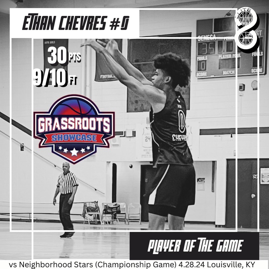 Big game from Ethan Chevres (@ethan_chevres0) in the bronze championship game at the @hoopseen Grassroots Showcase in Louisville, KY. He led all players with 30 points. Most of his damage was done by getting to the basket and going 9/10 from the line.