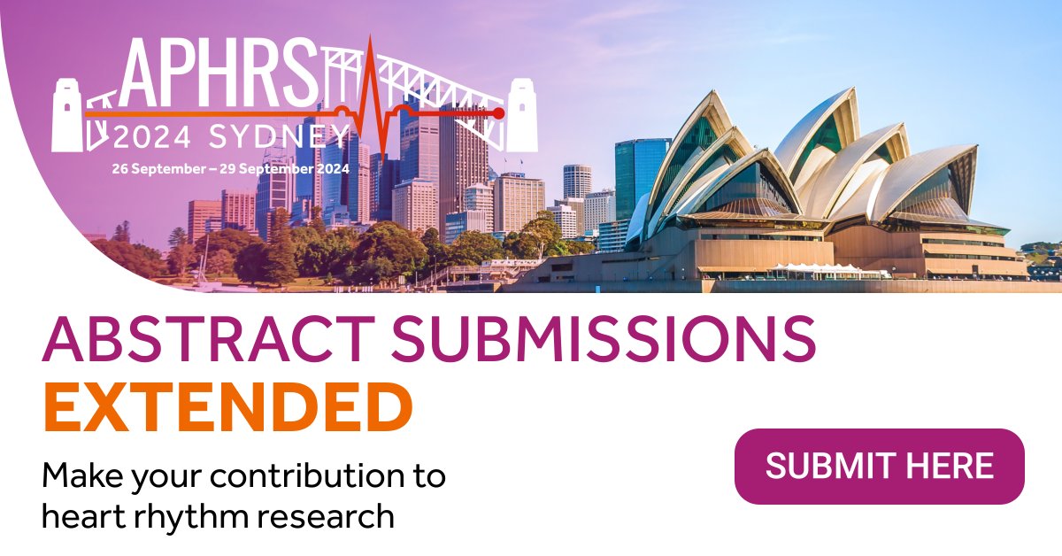 As part of our ongoing commitment to promoting excellence, innovation, and collaboration in the field of heart rhythm disorders, we are excited to announce an extension to the abstract submission deadline, through until 19 May. aphrs2024.com/program/abstra… Make your contribution now!