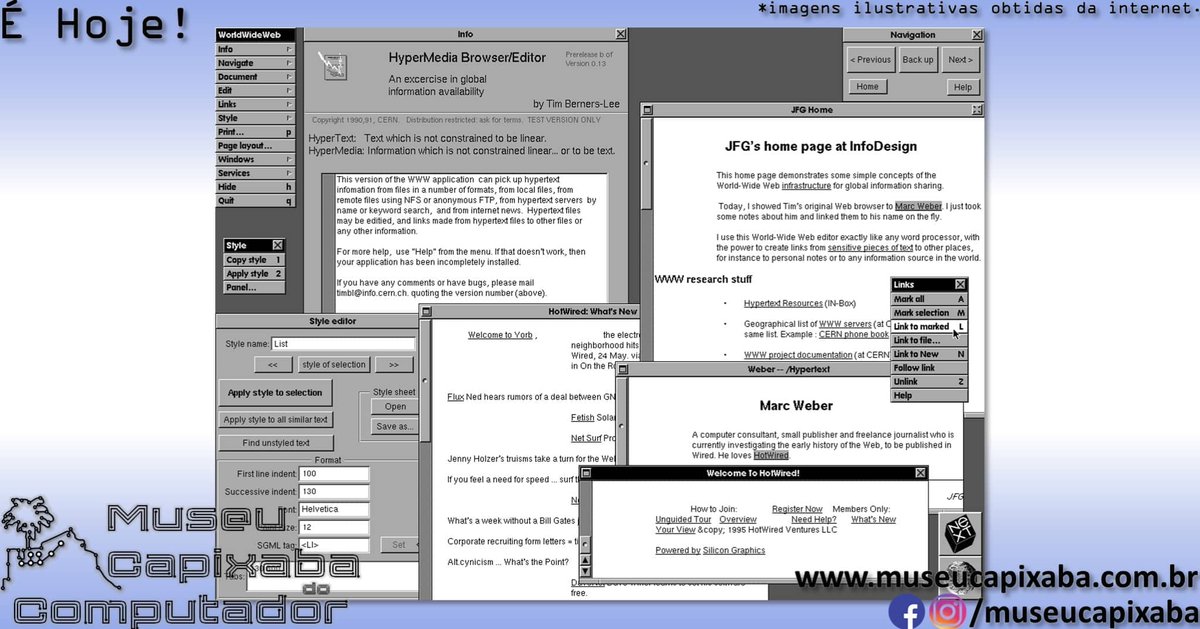É hoje!

O código-fonte da Web era tornado público em 1993

+em museucapixaba.com.br/hoje/codigo-fo…

#MuseuCapixaba #mcc #éhoje #museu #tecnologia #retro #geek #retrocomputing #CERN #TimBernersLee #WorldWideWeb #Web #DomínioPúblico #Hipertexto #HTTP #SoftwareLivre