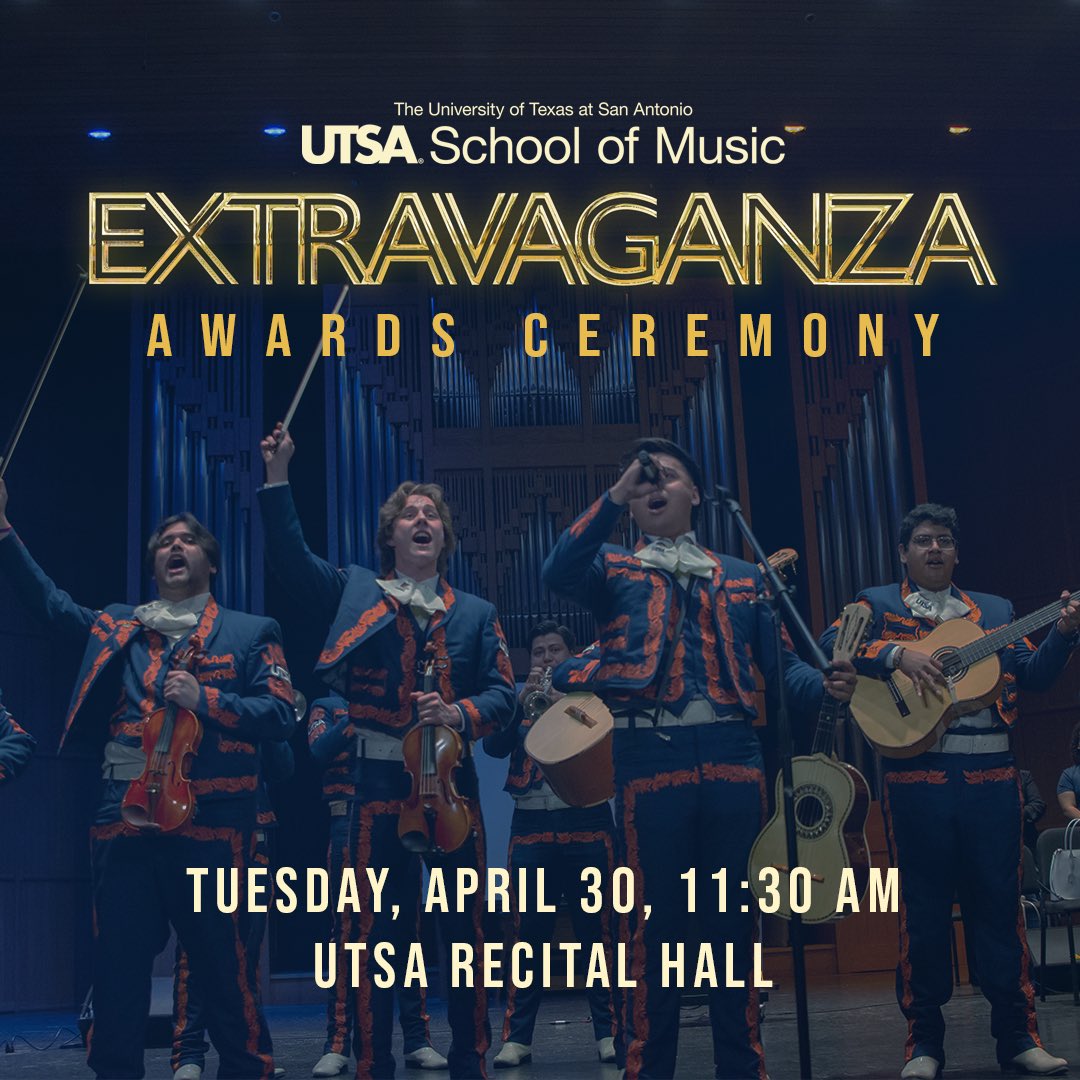 It’s finally time for Extravaganza! Join us tomorrow at 11:30 AM in the UTSA Recital Hall as we recognize and celebrate student excellence and achievement! 🤙🎉