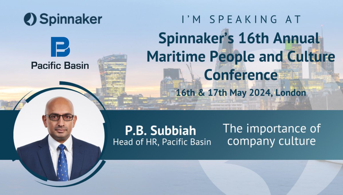 Our HR & Admin Director, @subihkg will be speaking at  the Maritime People & Culture Conference @spinnakerglobal on 17 May 2024 in London, sharing his thoughts on the importance of a company’s culture. For more information, please visit spinnaker-global.com/the-maritime-h…