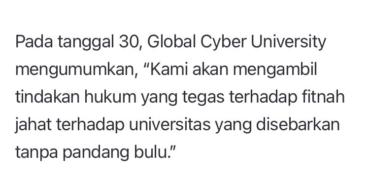 Buat yang nuduh bts ikut ajaran sesat karna kuliah di global cyber university, hari ini pihak kampus angkat bicara dan akan melakukan tindakan bagi orang yang nyebarkan rumor tidak benar ini.

Pihak kampus mengatakan, bts kuliah bahkan ada yang sebelum debut, +