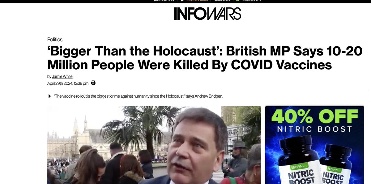 🚨ALERT 🚨 : Bigger Than the Holocaust’: British MP Says 10-20 Million People Were Killed By COVID Vaccines The vaccine rollout is the biggest crime against humanity since the Holocaust' - Andrew Bridgen. British Member of Parliament Andrew Bridgen said other MPs have “blood on…