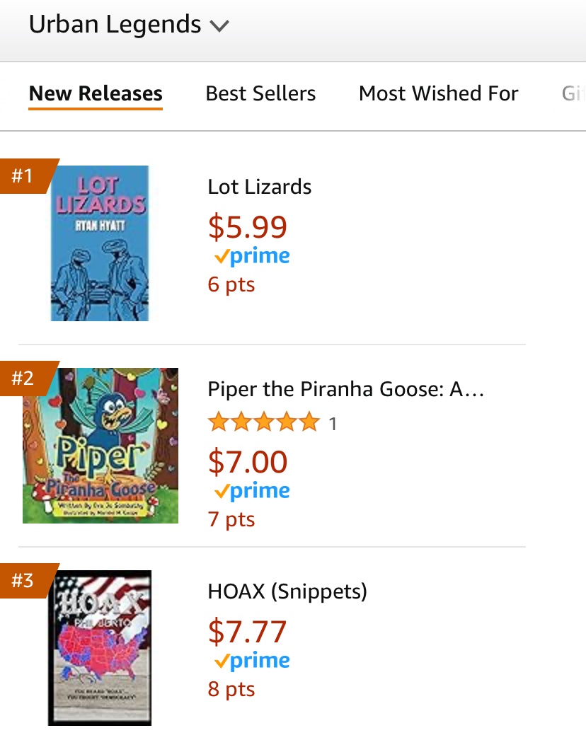 Lot Lizards is the #1 release in Urban Legends Humor. I’m going to bask in these 15 seconds of fame … (quick countdown) okay that was nice!