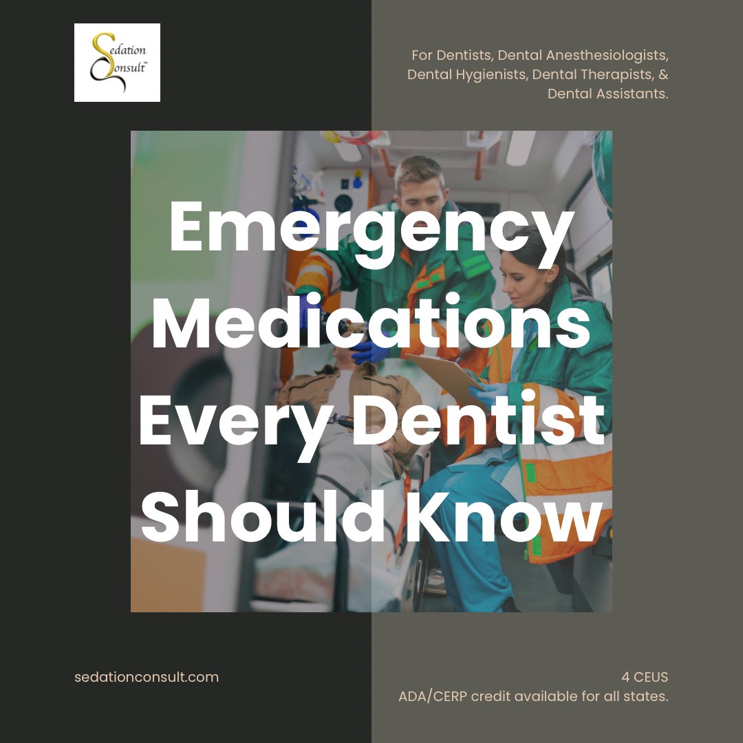 Unlocking essential knowledge: Emergency Medications Every Dentist Should Know 💉🦷 Stay prepared, save smiles! #DentalEducation #EmergencyMedications #ContinuingEducation 
Go to SedationConsult.com to learn more and register!