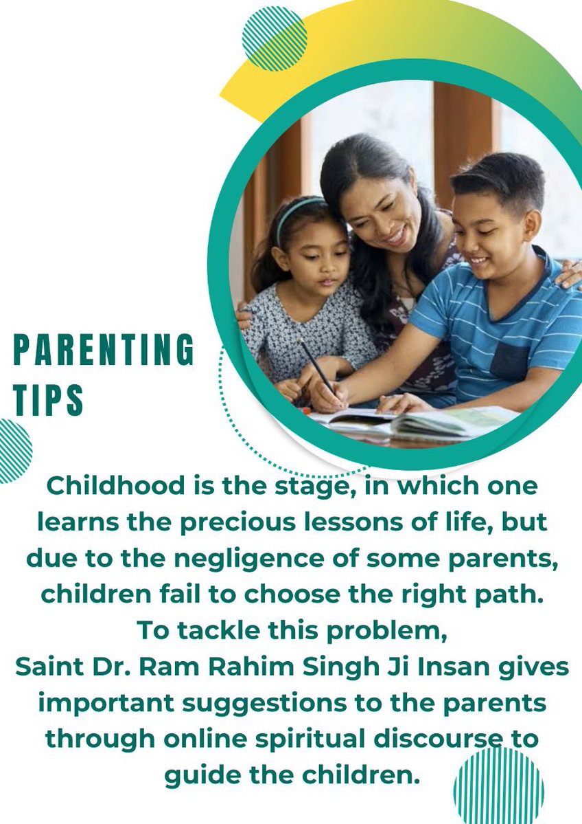 In today's busy life, parents are not able to give time to their children due to which children keep wrong company. Saint Ram Rahim ji given
#ParentingTips to fulfill moral values in children.