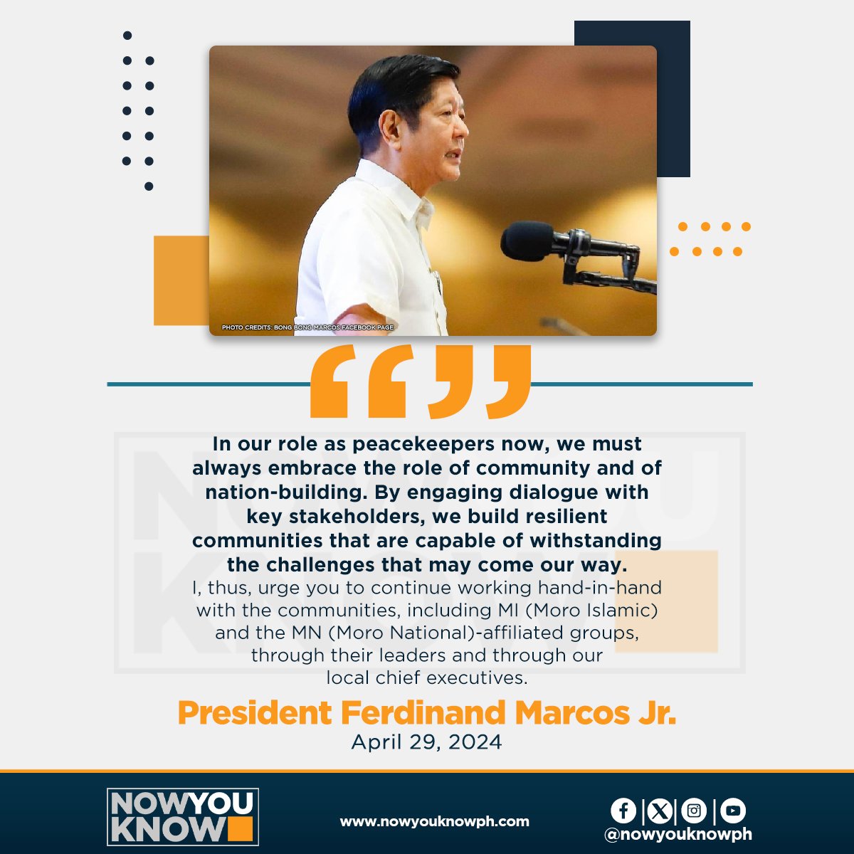 President Ferdinand “Bongbong” R. Marcos Jr. on Monday instructed Philippine Army (PA) troops stationed in Maguindanao Del Norte to maintain peace in the region by working with Moro troops. READ: tinyurl.com/9m63uj8f 📰Inquirer.net