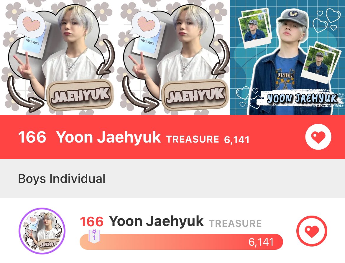 [🗳️] CHOEAEDOL DAILY We are currently at rank 166 🌟 DO NOT BREAK BANNER! Vote directly on the community for Yoon Jaehyuk. Collect ever hearts for his charity fair & we also have an on-going AD FAN SUPPORT, drop your diamonds for YJH! #윤재혁 #YOONJAEHYUK @treasuremembers