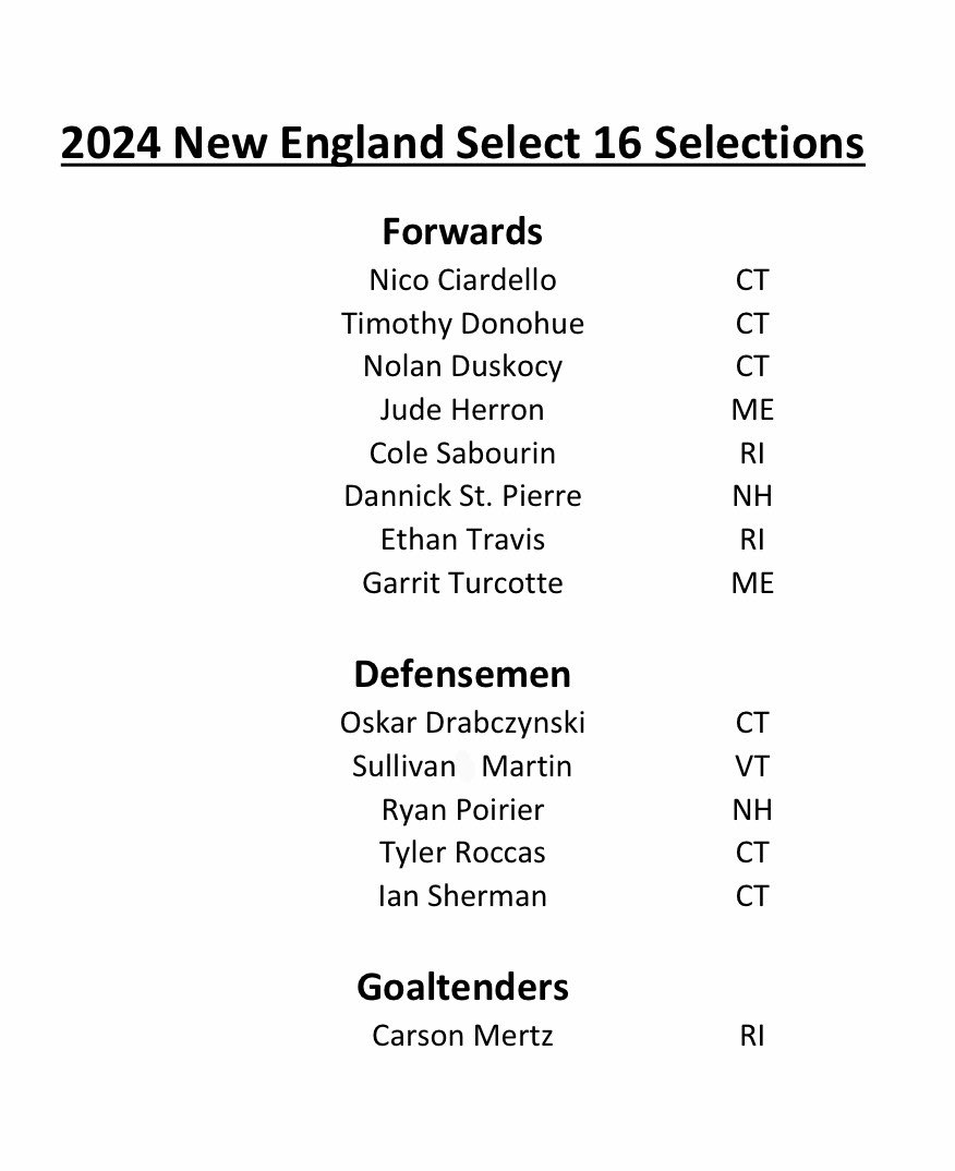 ⛺️It’s official: 1️⃣4️⃣ players from @NEDplayerdev Select 16 Camp have advanced to @usahockey National Camp in July! 🗒️ NOTE: these are New England Selections, @Mass_Hockey Festival will make its selections in May 6️⃣ CT 3️⃣ RI 2️⃣ ME 2️⃣ NH 1️⃣ VT 3️⃣ @SPAhockeyNH 3️⃣ @RISaintMsHockey