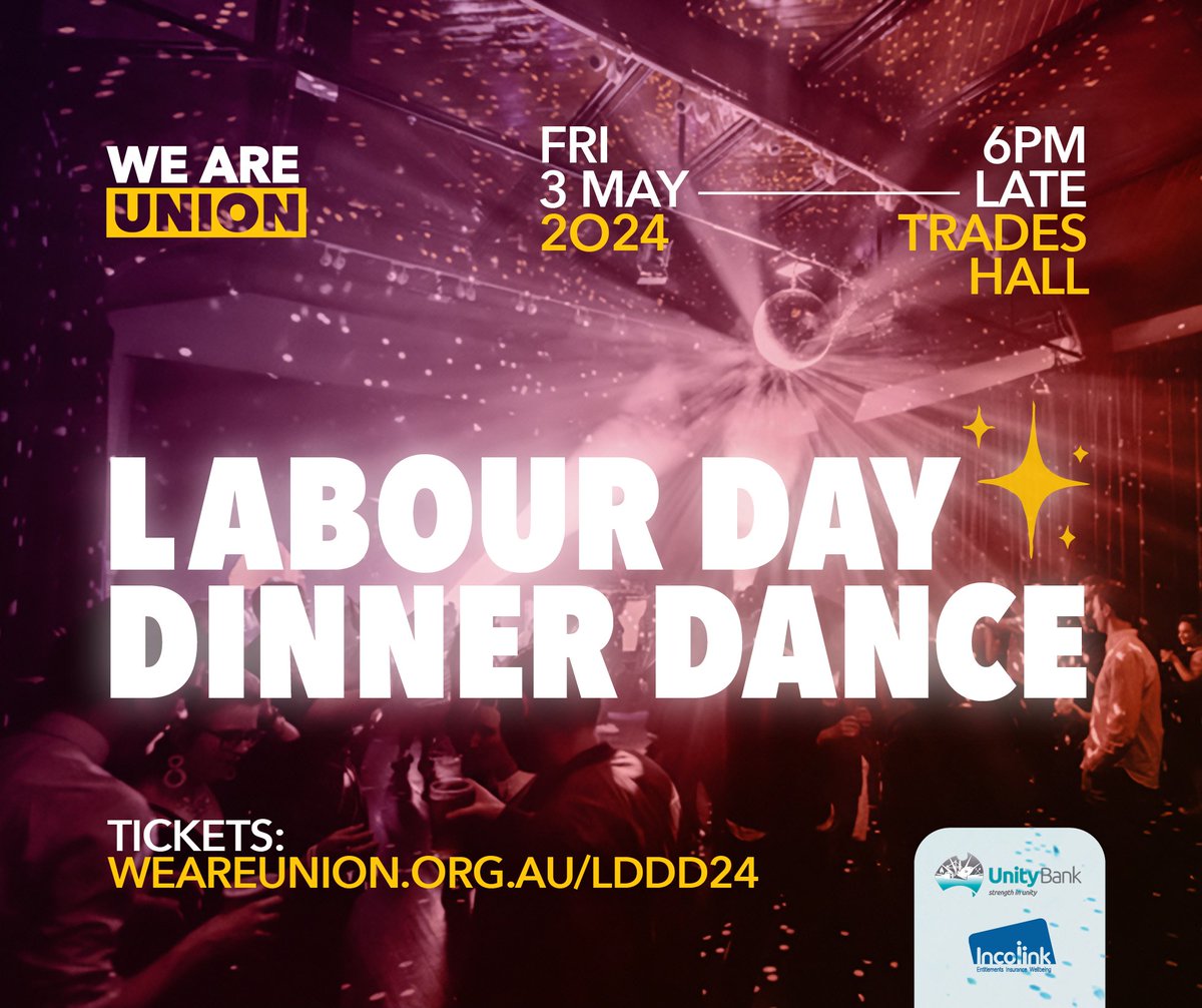 THIS FRIDAY! GRAB YOUR TIX NOW! The hottest event on the union calendar, where we let our hair down and celebrate solidarity. Get into your fancy duds and dance the night away with all your best comrades.