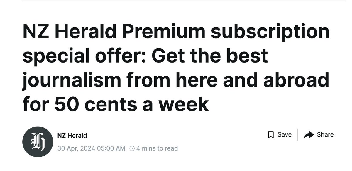 At 50c a week, that price hardly gives you any confidence that the 'journalism' with be 'the best' or 'premium'. #JustSaying